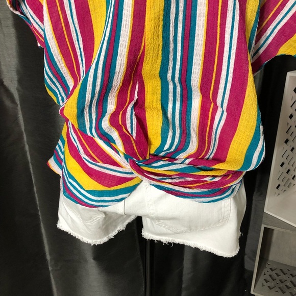 Bright Multicolored Striped Criss Cross Back Top - Picture 7 of 7